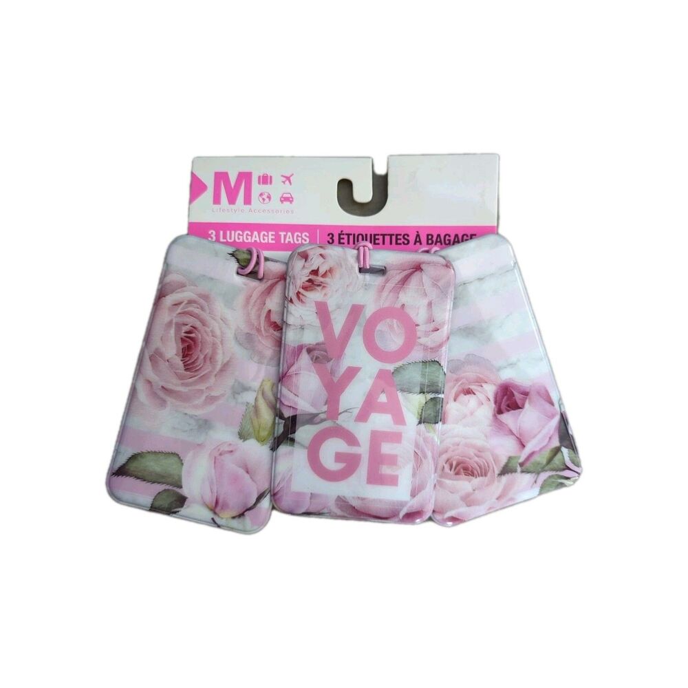 My Tagalongs Luggage Tags Travel Tag Voyage Pink Floral 3 PIECE Bag ID Lifestyle